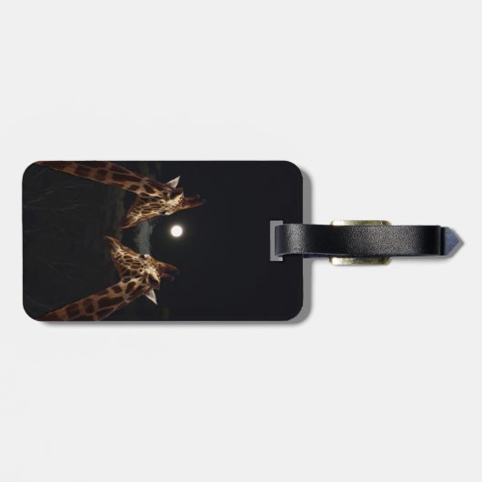 Giraffe Love in the Moonlight Bagagelabel (Achterkant horizontaal)