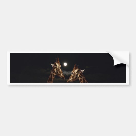 Giraffe Love in the Moonlight Bumpersticker (Voorkant)