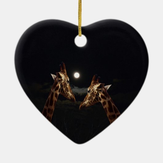 Giraffe Love in the Moonlight Keramisch Ornament (Achterkant)