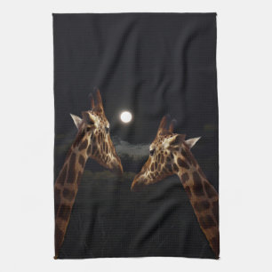 Giraffe Love in the Moonlight Theedoek