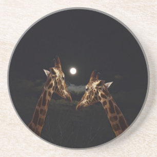 Giraffe Love in the Moonlight Zandsteen Onderzetter