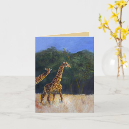 Giraffe Love Kaart (Gele Bloem)
