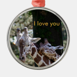 Giraffe Love Metalen Ornament