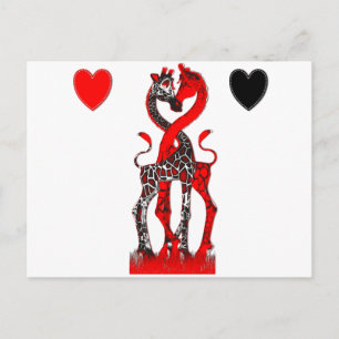 Giraffe Love - Passionate Red Briefkaart