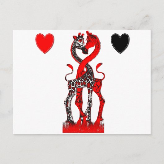 Giraffe Love - Passionate Red Briefkaart (Voorkant)