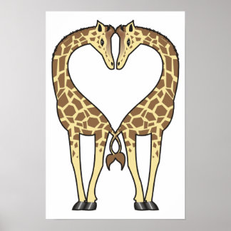 Giraffe Love Poster