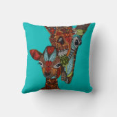giraffe love turquoise kussen (Achterkant)