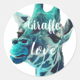 Giraffe Love Typografie of uw favoriete offerte Ronde Sticker