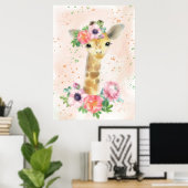 Giraffe Lover Baby Giraffe met ventilator Poster (Thuiskantoor)