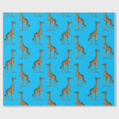 Giraffe Lover Blue Wild Animals Zoo African Safari Cadeaupapier (Vlak)