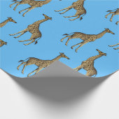 Giraffe Lover Blue Wild Animals Zoo African Safari Cadeaupapier (Hoek)