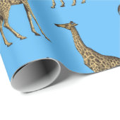 Giraffe Lover Blue Wild Animals Zoo African Safari Cadeaupapier (Rol Hoek)