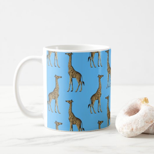 Giraffe Lover Blue Wild Animals Zoo African Safari Koffiemok (Met donut)