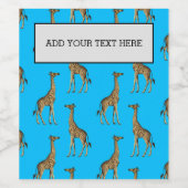 Giraffe Lover Blue Wild Animals Zoo African Safari Wijn Etiket (Enkel label)
