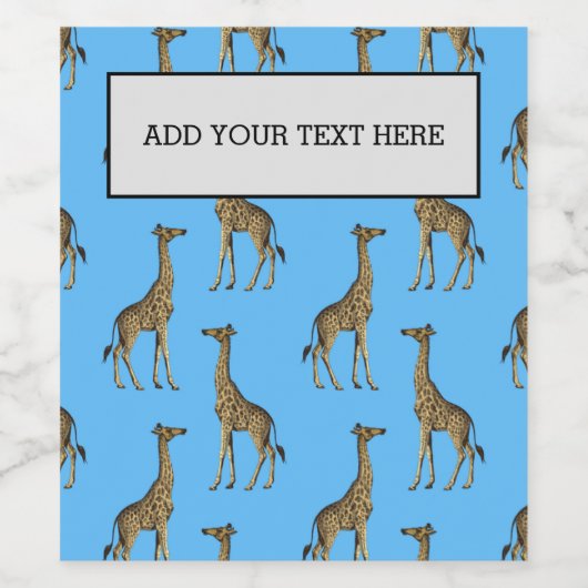 Giraffe Lover Blue Wild Animals Zoo African Safari Wijn Etiket (Enkel label)