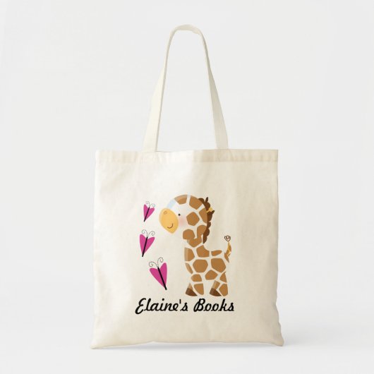 Giraffe Lover Book Canvas tas met naam (Voorkant)