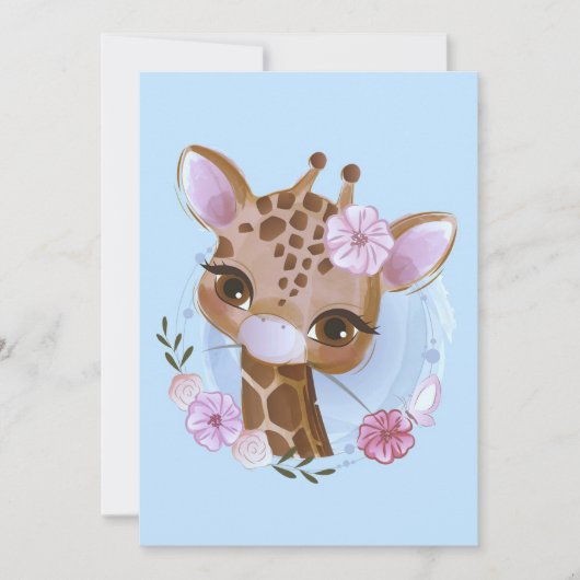 Giraffe Lover Cute Baby Giraffe met ventilator Kaart (Voorkant)