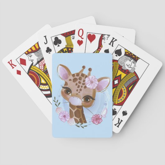 Giraffe Lover Cute Baby Giraffe met ventilator Pokerkaarten (Achterkant)