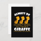 Giraffe Lover Giraffe altijd uzelf zijn Informatiekaartje (Voorkant / Achterkant)