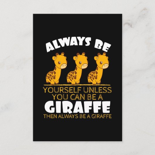 Giraffe Lover Giraffe altijd uzelf zijn Informatiekaartje (Voorkant)