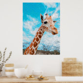 Giraffe Lover Giraffe Art Waterverf Poster (Keuken)