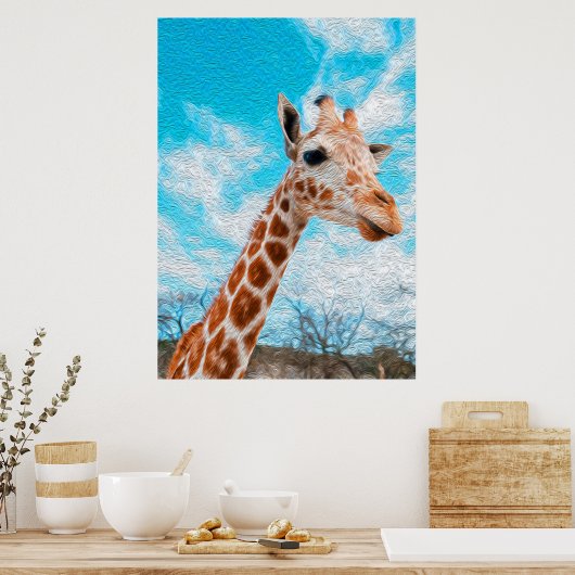 Giraffe Lover Giraffe Art Waterverf Poster (Keuken)
