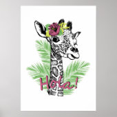Giraffe Lover Giraffe met Hibiscus Poster (Voorkant)