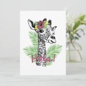 Giraffe Lover Giraffe met Hibiscus Programmakaart (Staand voorkant)