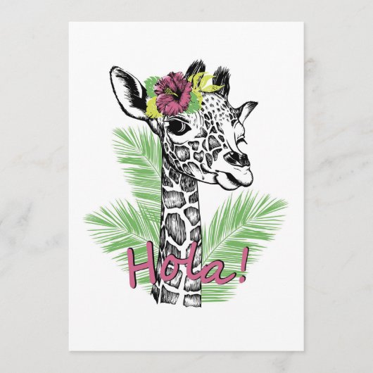 Giraffe Lover Giraffe met Hibiscus Programmakaart (Voorkant)