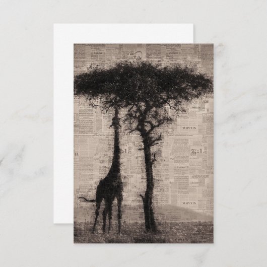Giraffe Lover Giraffe Newspapier Art Informatiekaartje (Voorkant / Achterkant)