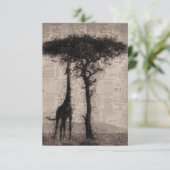 Giraffe Lover Giraffe Newspapier Art Informatiekaartje (Staand voorkant)