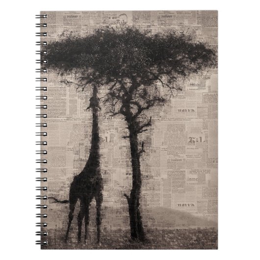 Giraffe Lover Giraffe Newspapier Art Notitieboek (Voorkant)