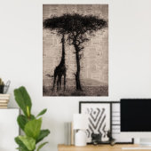 Giraffe Lover Giraffe Newspapier Art Poster (Thuiskantoor)