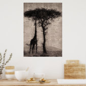 Giraffe Lover Giraffe Newspapier Art Poster (Keuken)