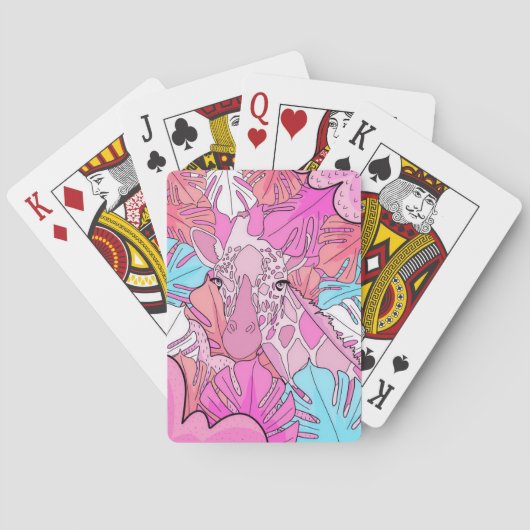 Giraffe Lover Giraffe Pastel Roze Pokerkaarten (Achterkant)