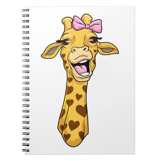 Giraffe Lover Giraffe Ribbon Hearts Notitieboek (Voorkant)