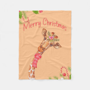 Giraffe Lover Giraffes Africa Merry Christmas Fleece Deken