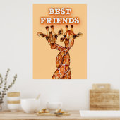 Giraffe Lover Giraffes Afrika Beste vrienden Poster (Keuken)