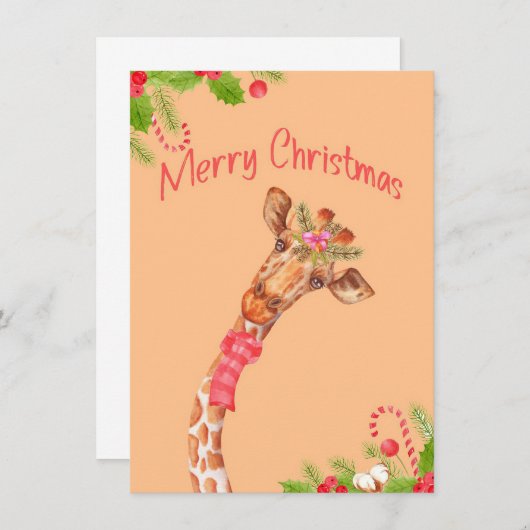 Giraffe Lover Giraffes Afrika Vrolijk kerstfeest Bedankkaart (Voorkant / Achterkant)