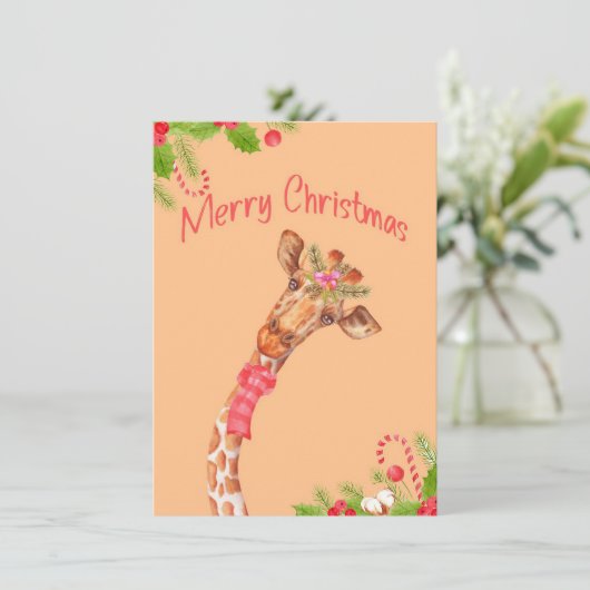 Giraffe Lover Giraffes Afrika Vrolijk kerstfeest Bedankkaart (Staand voorkant)