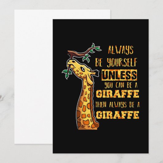 Giraffe Lover Giraffes altijd uzelf zijn Bedankkaart (Voorkant / Achterkant)