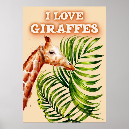 Giraffe Lover I Love Giraffes Poster (Voorkant)