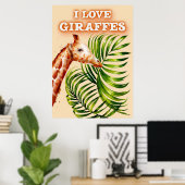 Giraffe Lover I Love Giraffes Poster (Thuiskantoor)