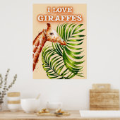 Giraffe Lover I Love Giraffes Poster (Keuken)