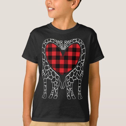 Giraffe Lovers Christmas Buffalo Plaid Pajama Anim T-shirt (Voorkant)