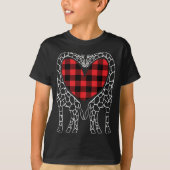 Giraffe Lovers Christmas Buffalo Plaid Pajama Anim T-shirt (Voorkant)