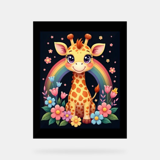 Giraffe Lovers T-shirt Acryl Bord (Voorkant)