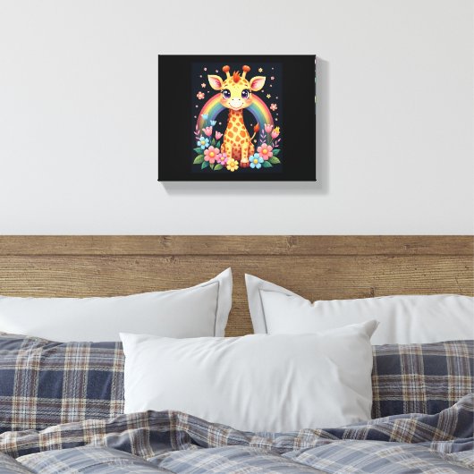Giraffe Lovers T-shirt Canvas Afdruk (Insitu (Slaapkamer))