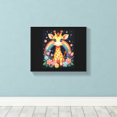 Giraffe Lovers T-shirt Canvas Afdruk (Insitu (Houten vloer))