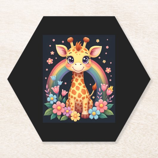 Giraffe Lovers T-shirt Kartonnen Onderzetters (Voorkant)
